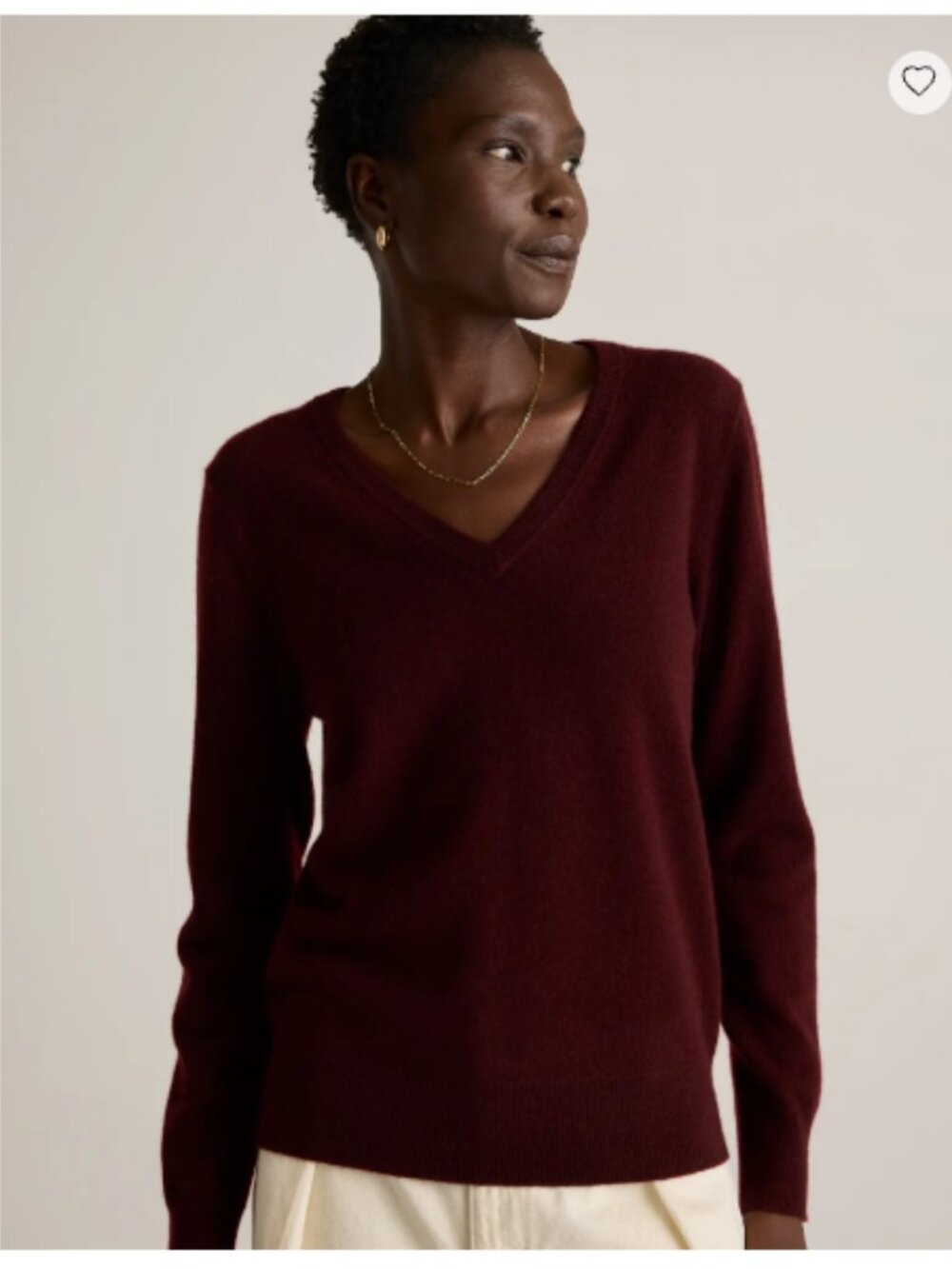 NWT Quince Rich Burgundy Cashmere V-Neck Sweater - Medium (238)